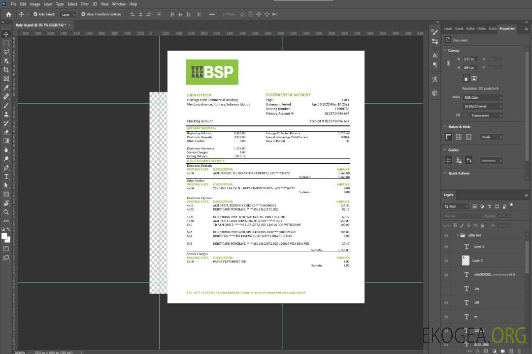 Relevé bancaire BSP des Îles Salomon xls template Relevé bancaire BSP des Îles Salomon xls template